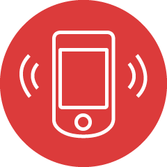 Icon, auf dem eine Smartphone-Alarmierung abgebildet ist.