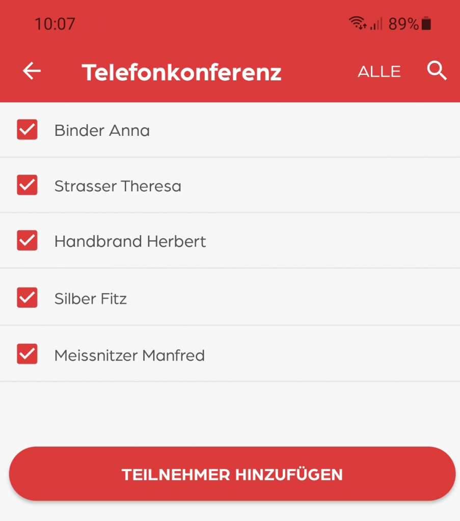 Telefonkonferenz in der safeREACH App