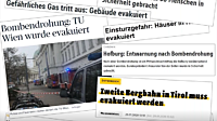 Zeitungsüberschriften zu Evakuierungen