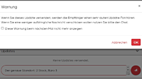 Darstellung der Warnung vor Updates